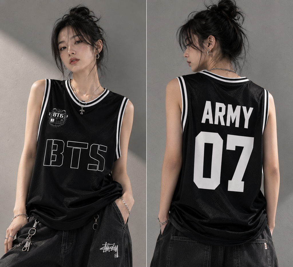 BTS Stadium Jersey – Black & White Basket Ball Streetwear