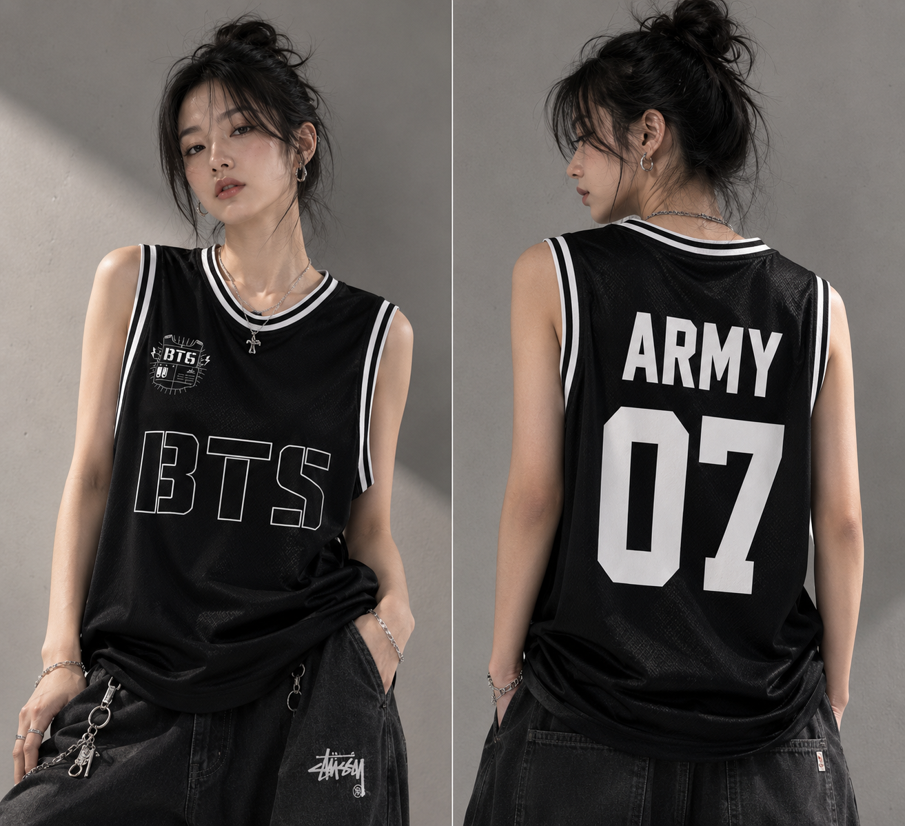 BTS Stadium Jersey – Black & White Basket Ball Streetwear